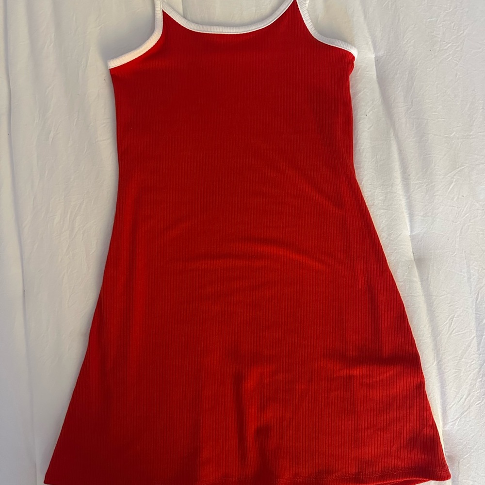 Target kid’s red dress ribbed with white detailing